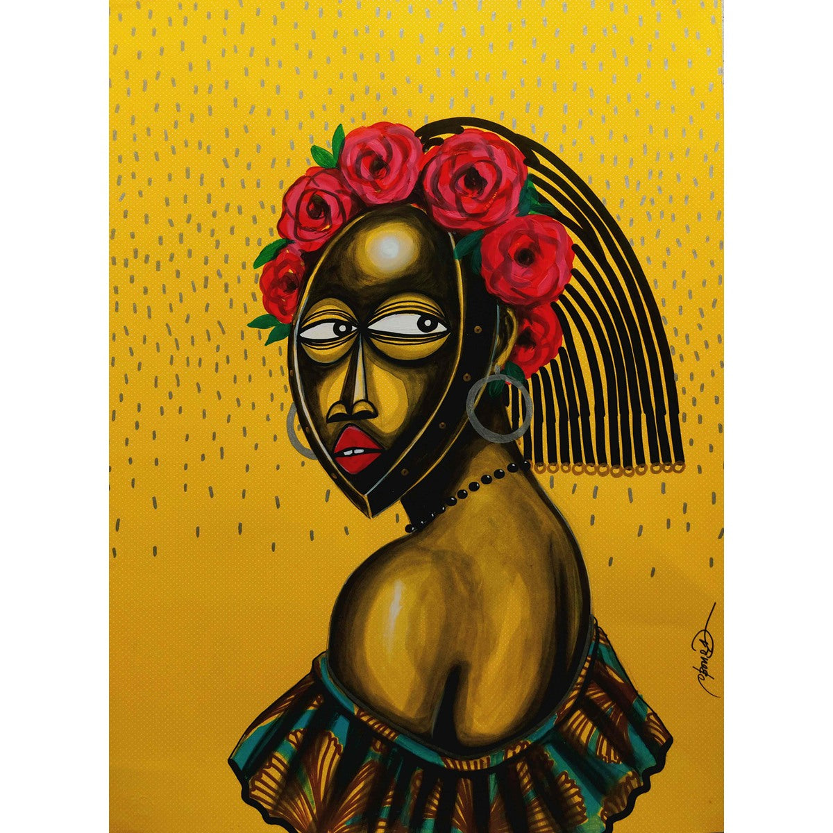 OBOU GBAIS (Dramblio Kaulo Krantas) | Lady Dan 97, 2021 | Akrilas, popierius, 70x50 (73x53)