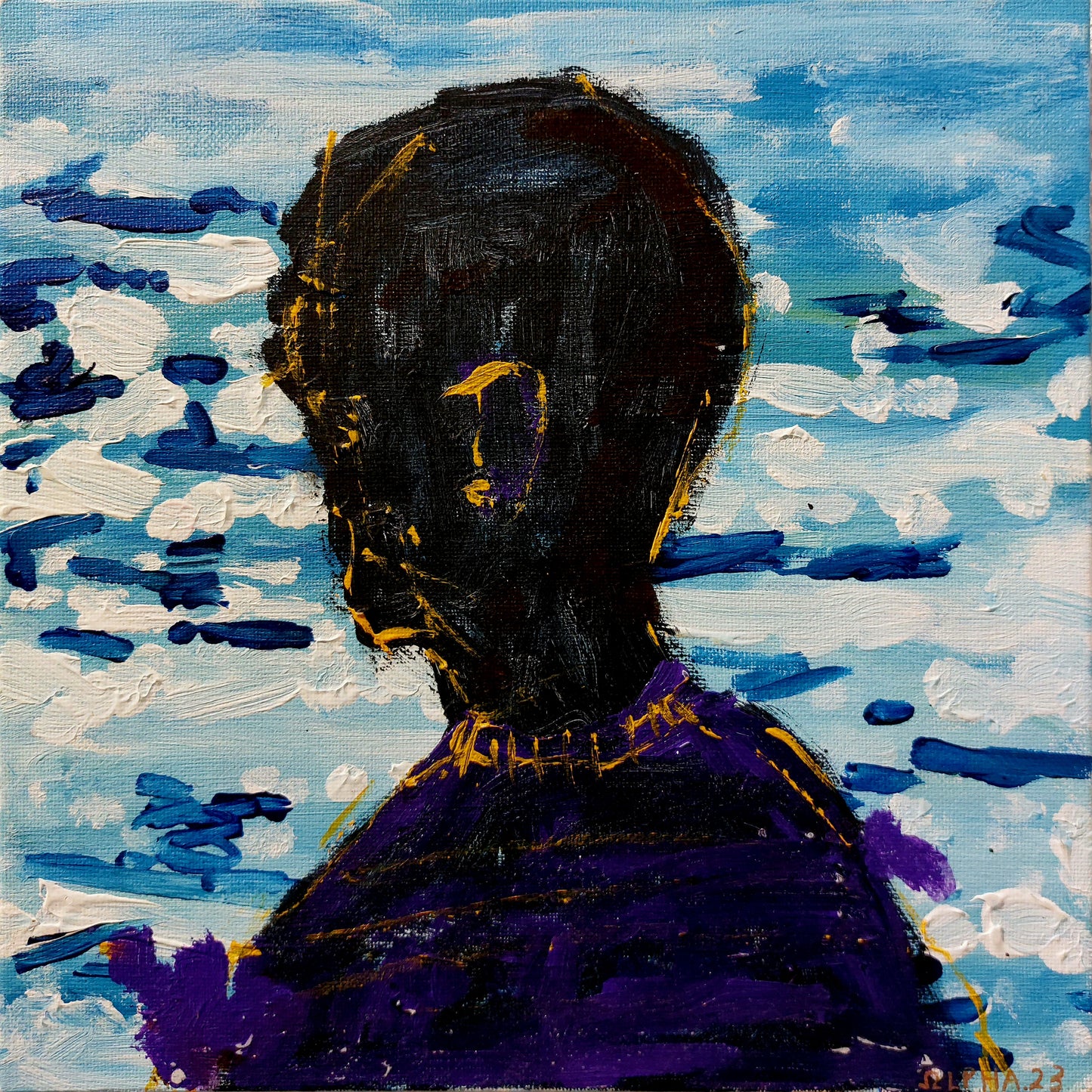 Alpha Odh | Untitled (From „Figures of Speech” series), 2023 | Canvas on cardboard, acrylic, 25,5x25,5