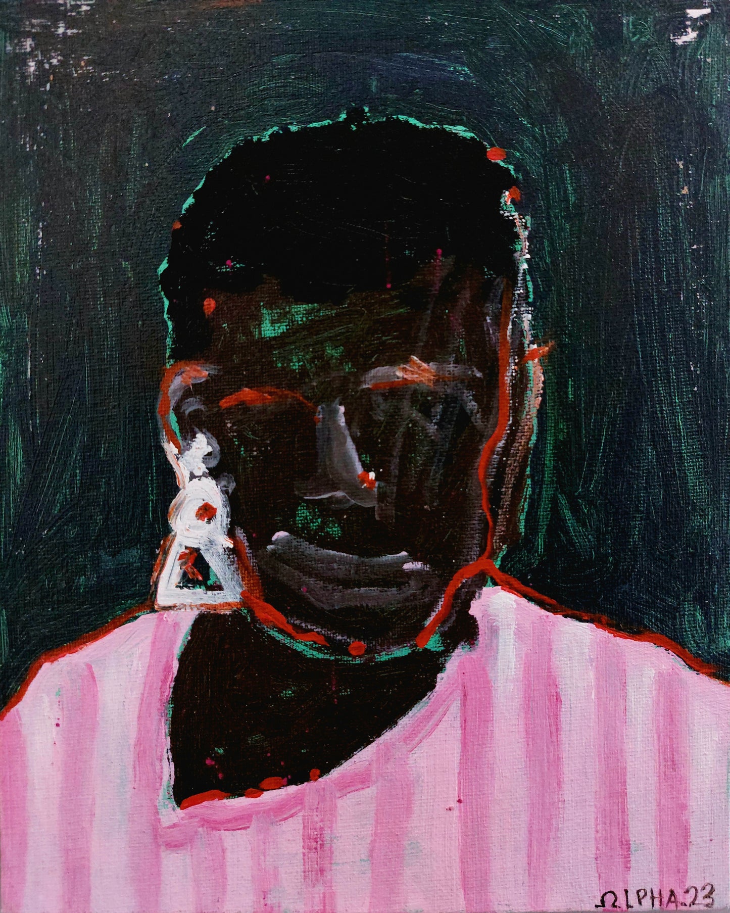 Alpha Odh | Untitled (From „Figures of Speech” series), 2023 | Canvas on cardboard, acrylic, 25,5x20,5
