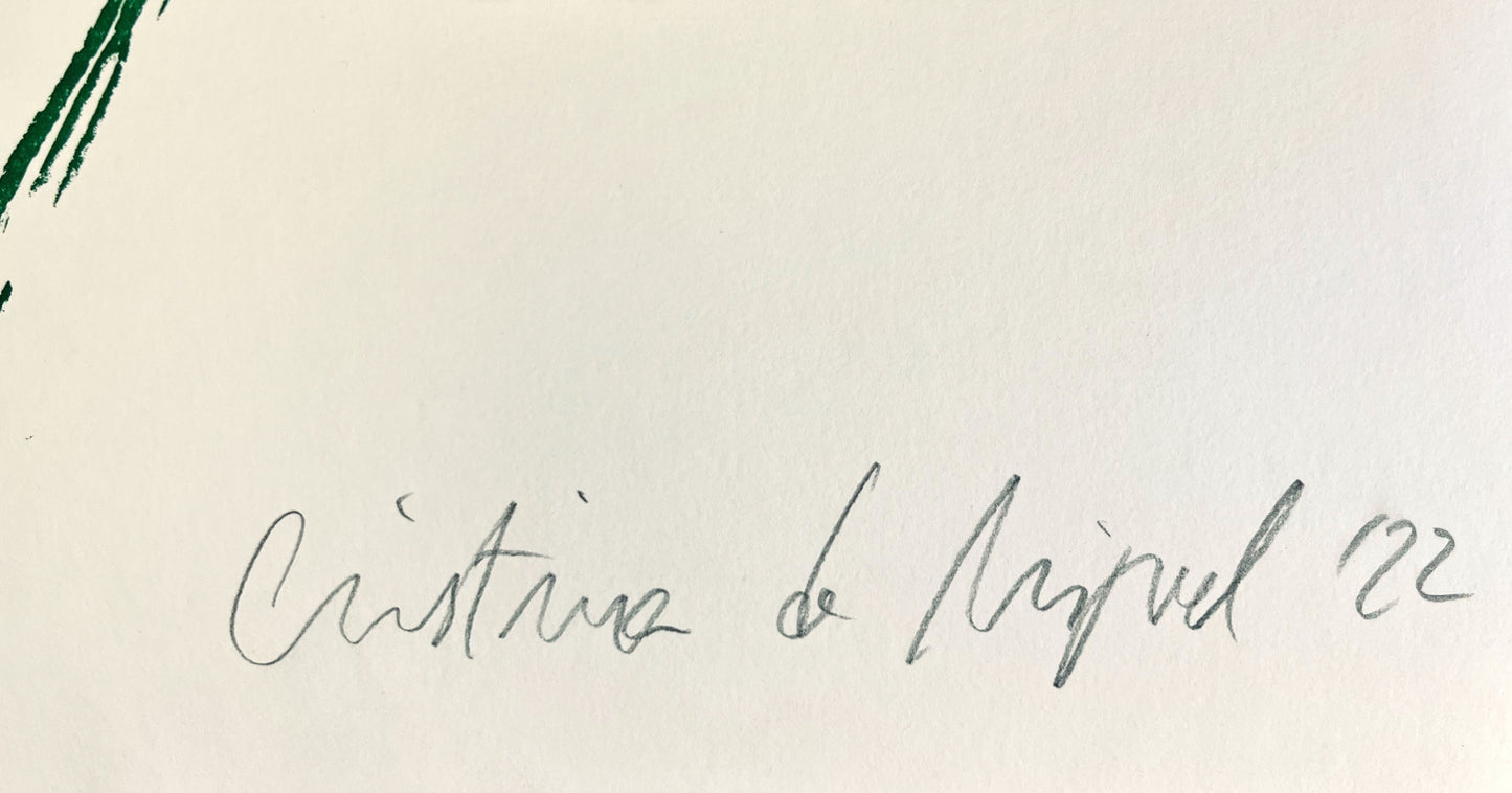 Cristina de Miguel | Two Figures in the Wind, 2022 | Spalvota šilkografija, aliejinė pastelė, popierius, 101,5x76