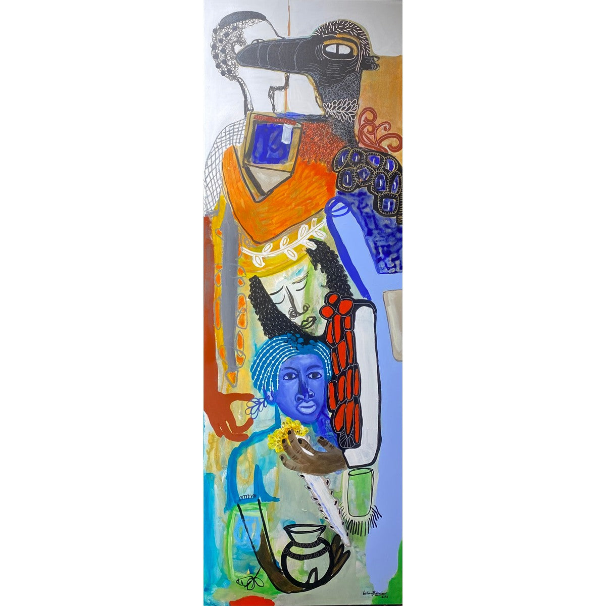 William Bakaïmo (b. 1988, Cameroon) | True Love, 2023 | Mixed media, canvas, 150x50