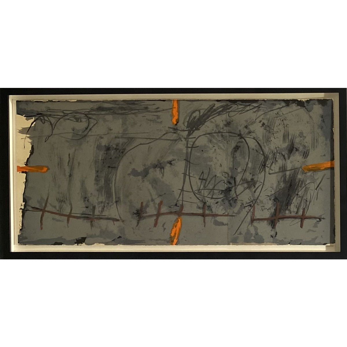 Antoni Tàpies (Spain) | Orange et gris, 1967 | Colour lithography, 38x84 (45x90.5)
