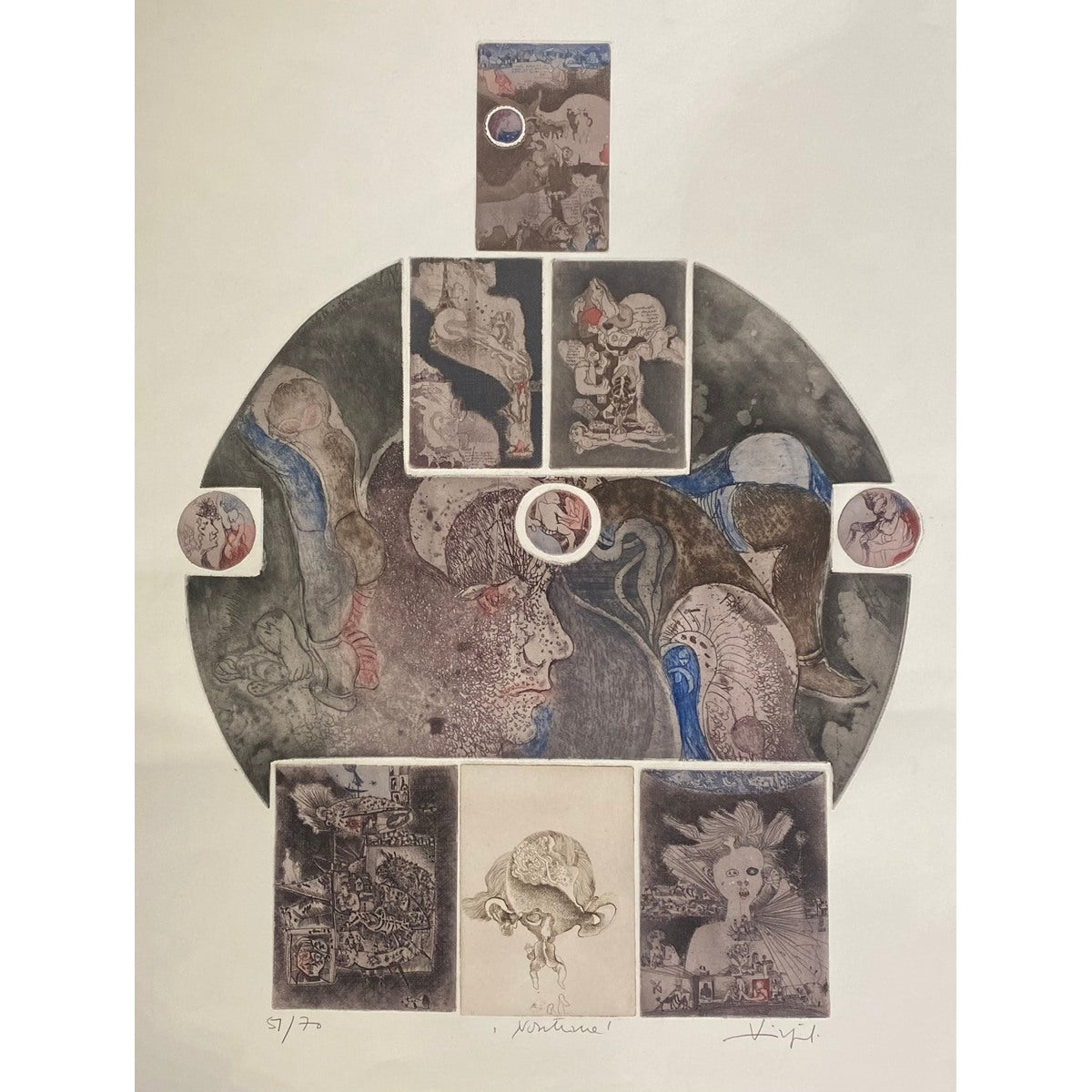 Virgilije Nevjestić (Croatia) | Nocturne | Lithograph, 56x43