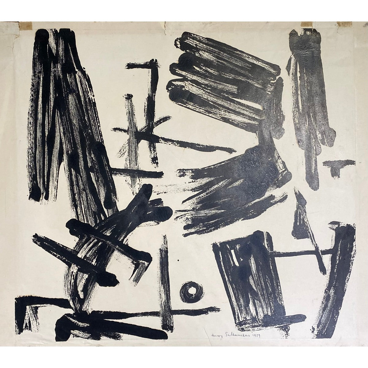 Henrikas Šalkauskas | Kompozicija, 1959 | Popierius, šilkografija, 43x47 (56x67)