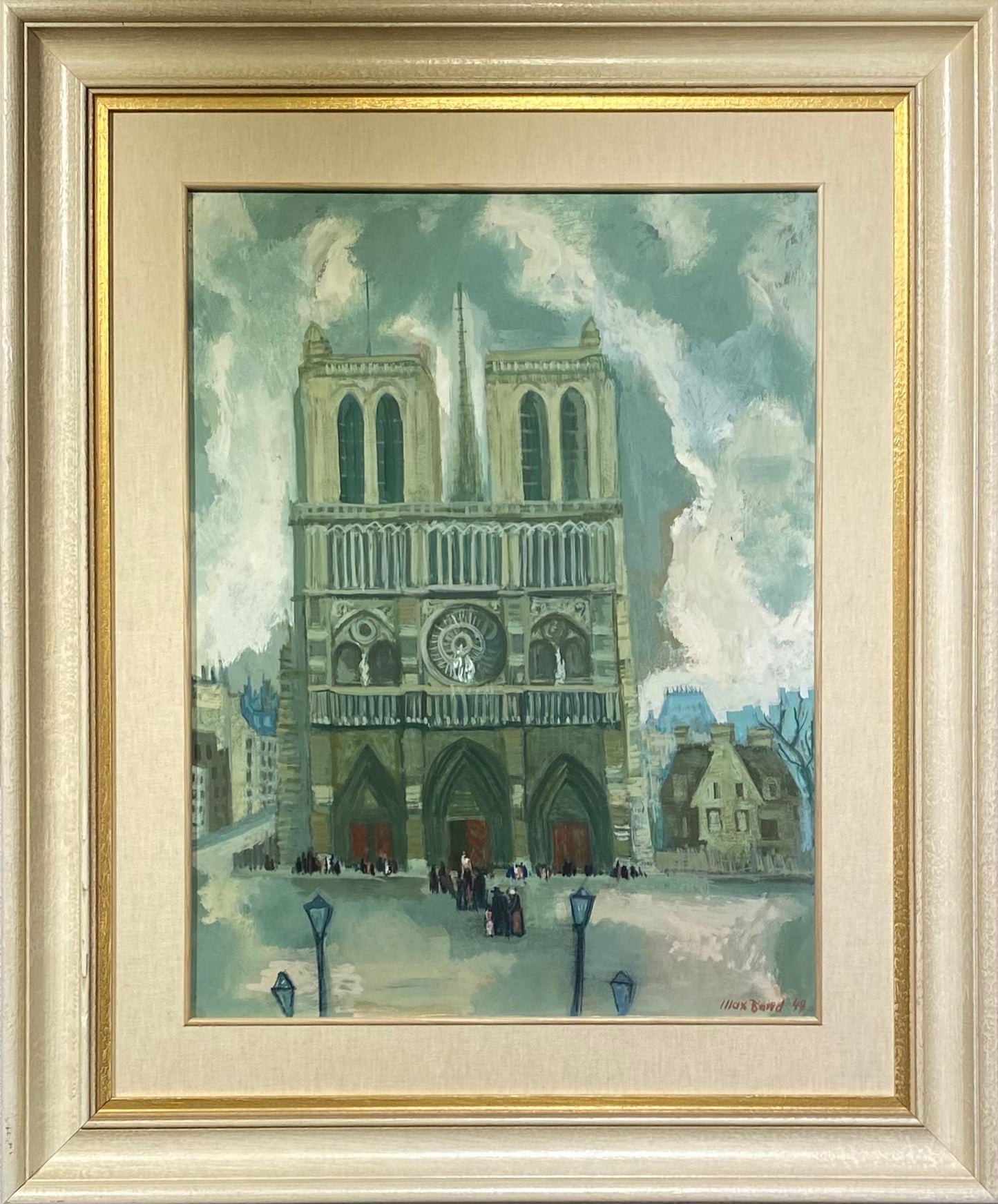 Max Band | Notre Dame katedra Paryžiuje, 1949 | Popierius, guašas, 57x43,5 (83x68)