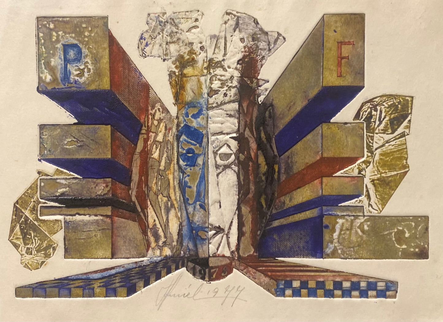 Antanas Kmieliauskas | Sveikinimo atvirukas P.F. 1978 | Pop., autorinė technika (spalv. tekstolito estampas), 13x19