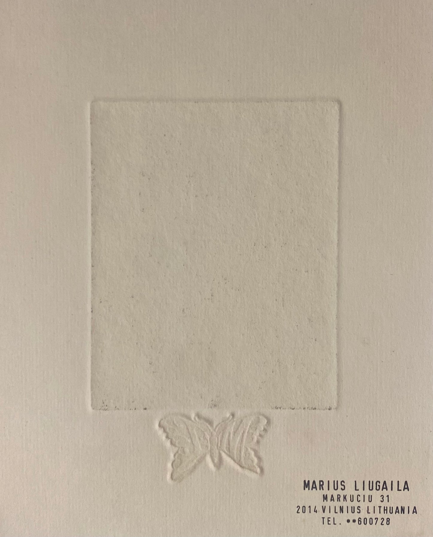 Marius Liugaila | Ekslibris Helge Larsen, 1999 | Popierius, ofortas, mecotinta, 11,5x8,5