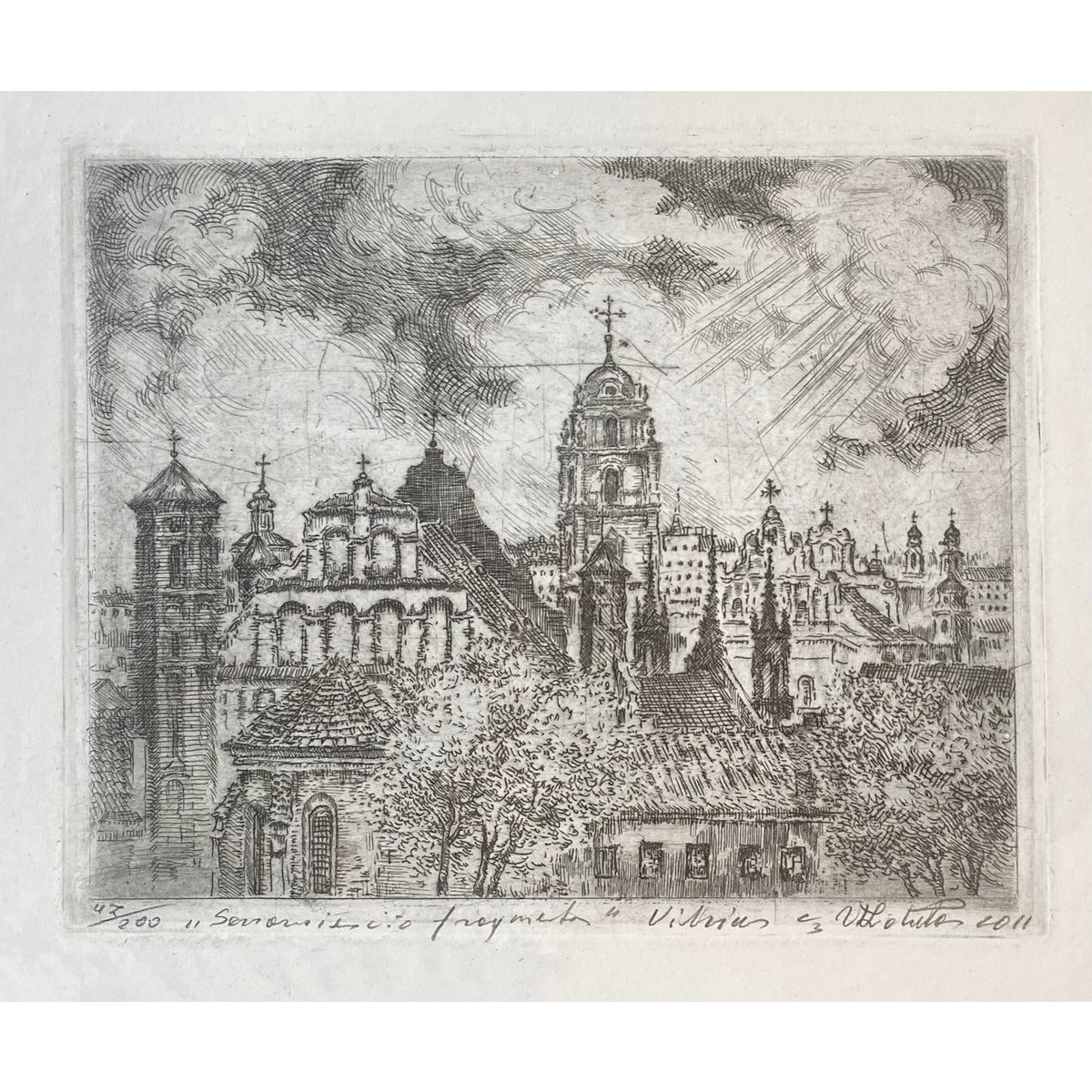 Vladas Liatukas | Senamiesčio fragmentas, 2011 | Ofortas, 35/200, 15,5x20