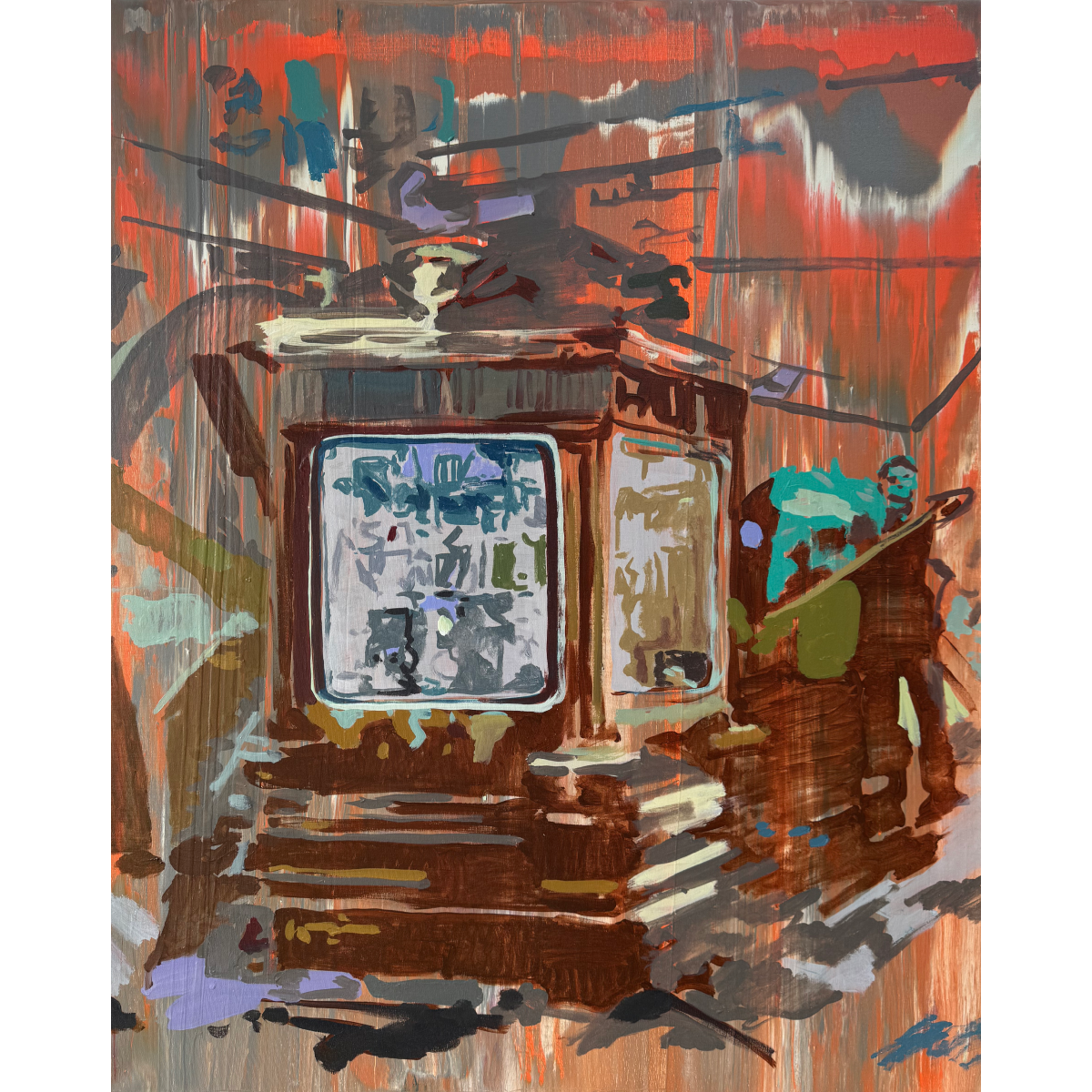 Linas Kaziulionis | Accidentally Found Time Machine, 2024 | Acrylic on canvas, 100x80