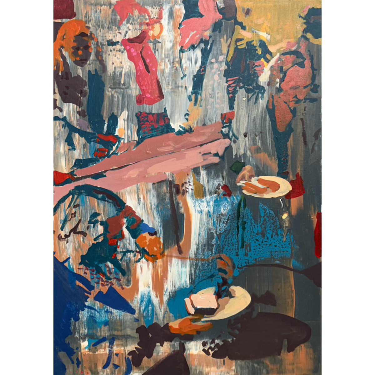 Linas Kaziulionis | Pietų petrauka, 2024 | Drobė, akrilas, aerozoliniai dažai, 70x50