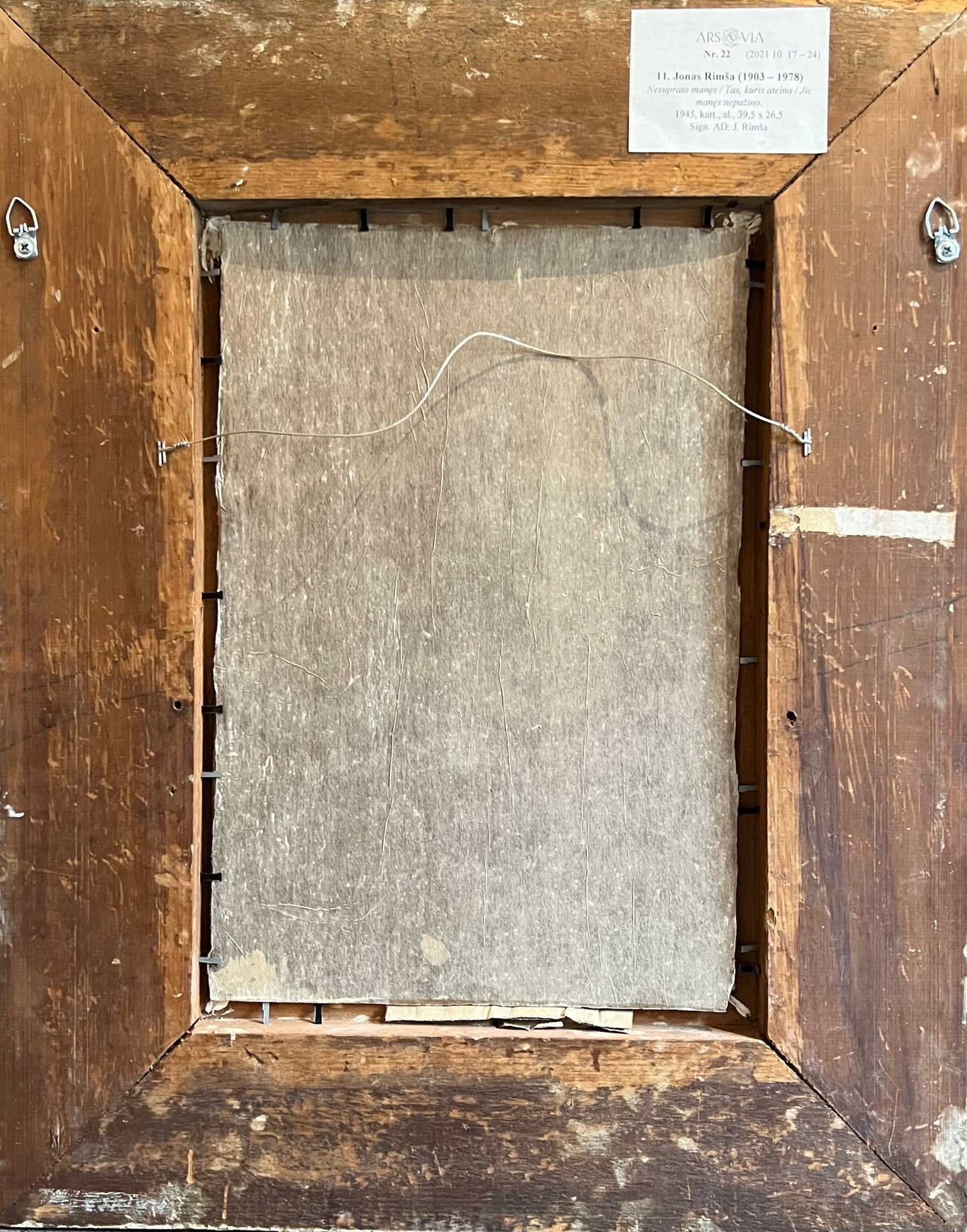 Jonas Rimša | REZERVUOTA | Nesuprato manęs / Tas, kuris ateina / Jie manęs nepažino., 1945 | Aliejus, drobė, 39,5X27 (62X49)