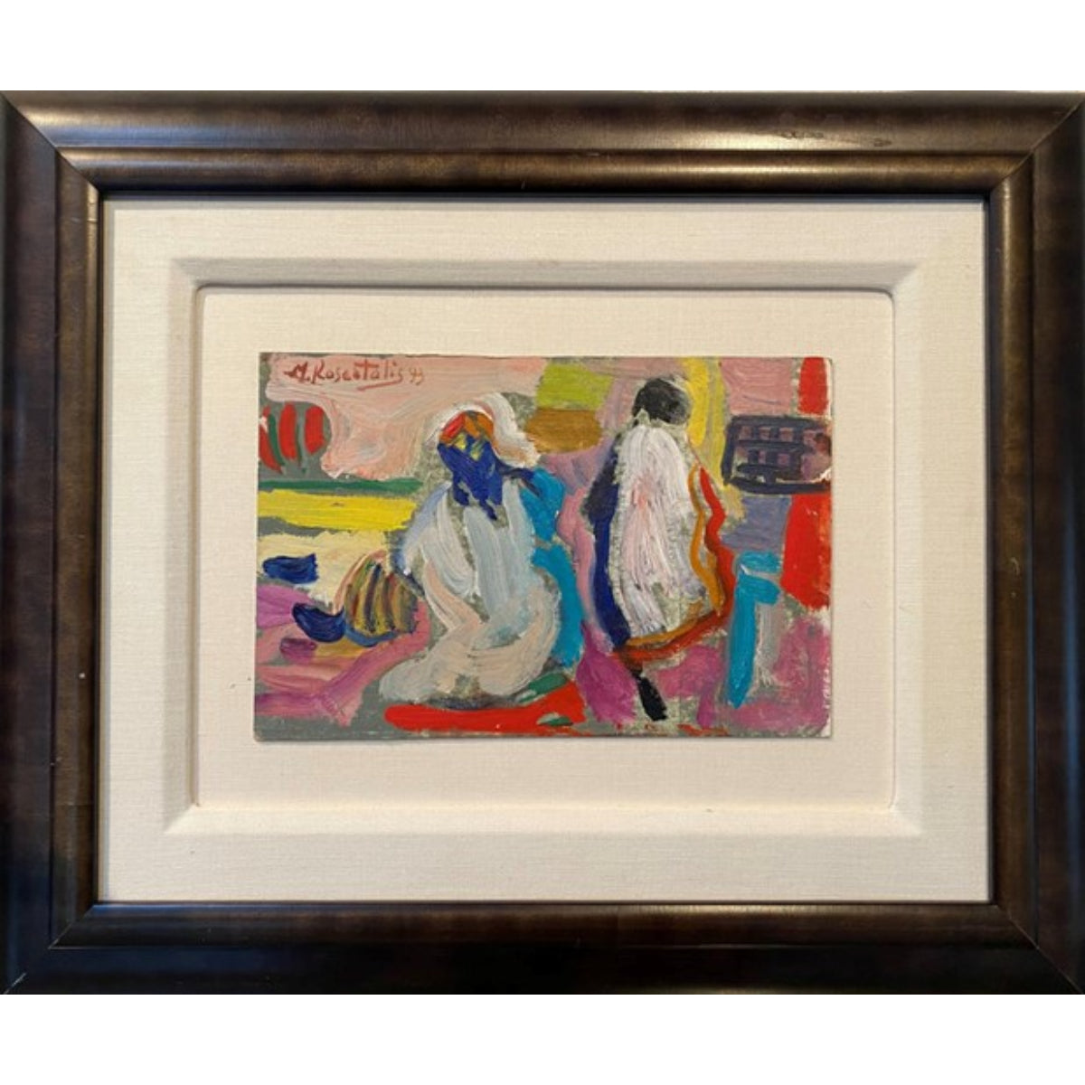 Moshe Rosenthalis | Figures, 1993 | Aliejus, kartonas, 17x25 (41x48)