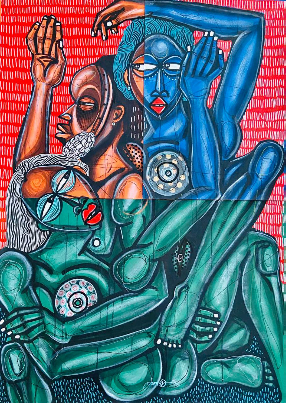 OBOU GBAIS (Dramblio Kaulo Krantas) | Accouplement VI, 2021 | Popierius, akrilas, 140x100
