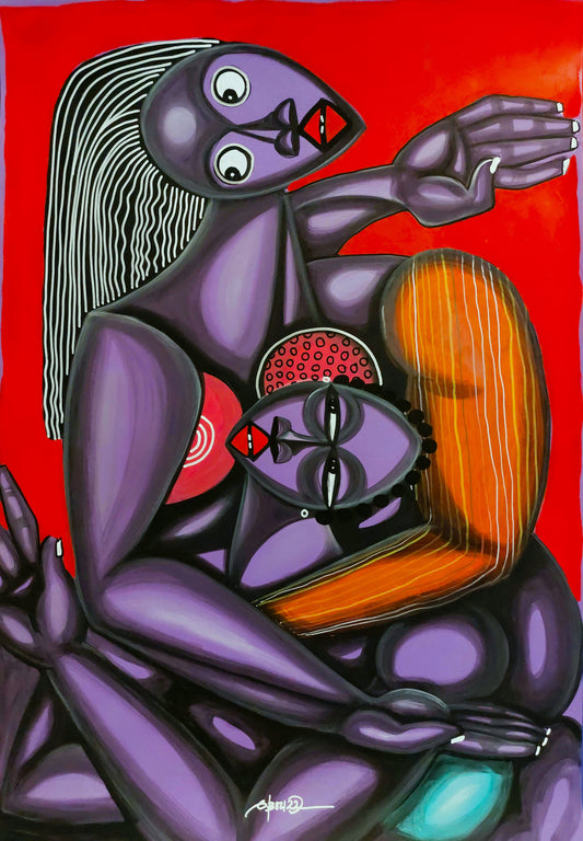 Obou Gbais | Cubi 01, 2022 | Acrylic on paper, 100x70  (105,5x75)