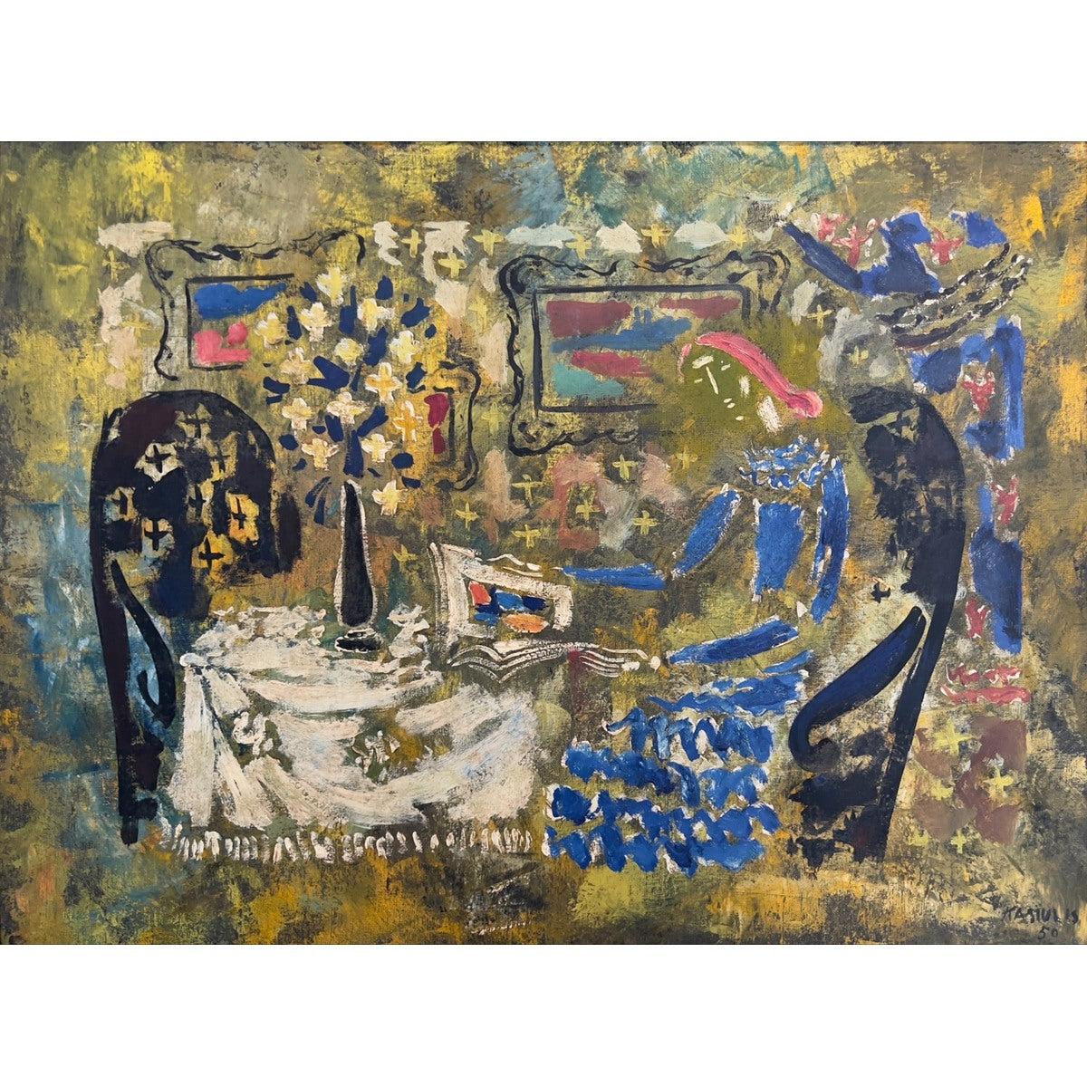 Vytautas Kasiulis | Skaitanti moteris, 1950 | Drobė, aliejus, 46x61