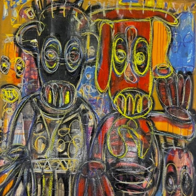 Aboudia (Ivory Coast) | REZERVUOTAS | Be pavadinimo, 2020 | Akrilas, mišri technika, drobė, 150x120