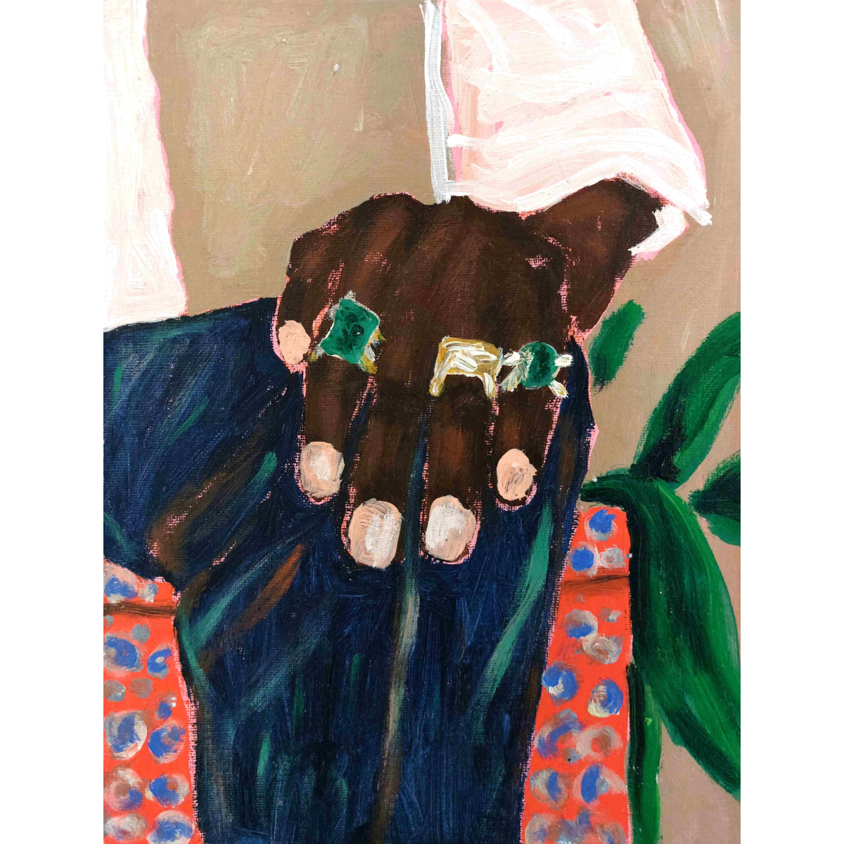 Alpha Odh | Untitled (From „Figures of Speech” series), 2023 | Canvas on cardboard, acrylic, 30,5x23 (35,5x30,5)
