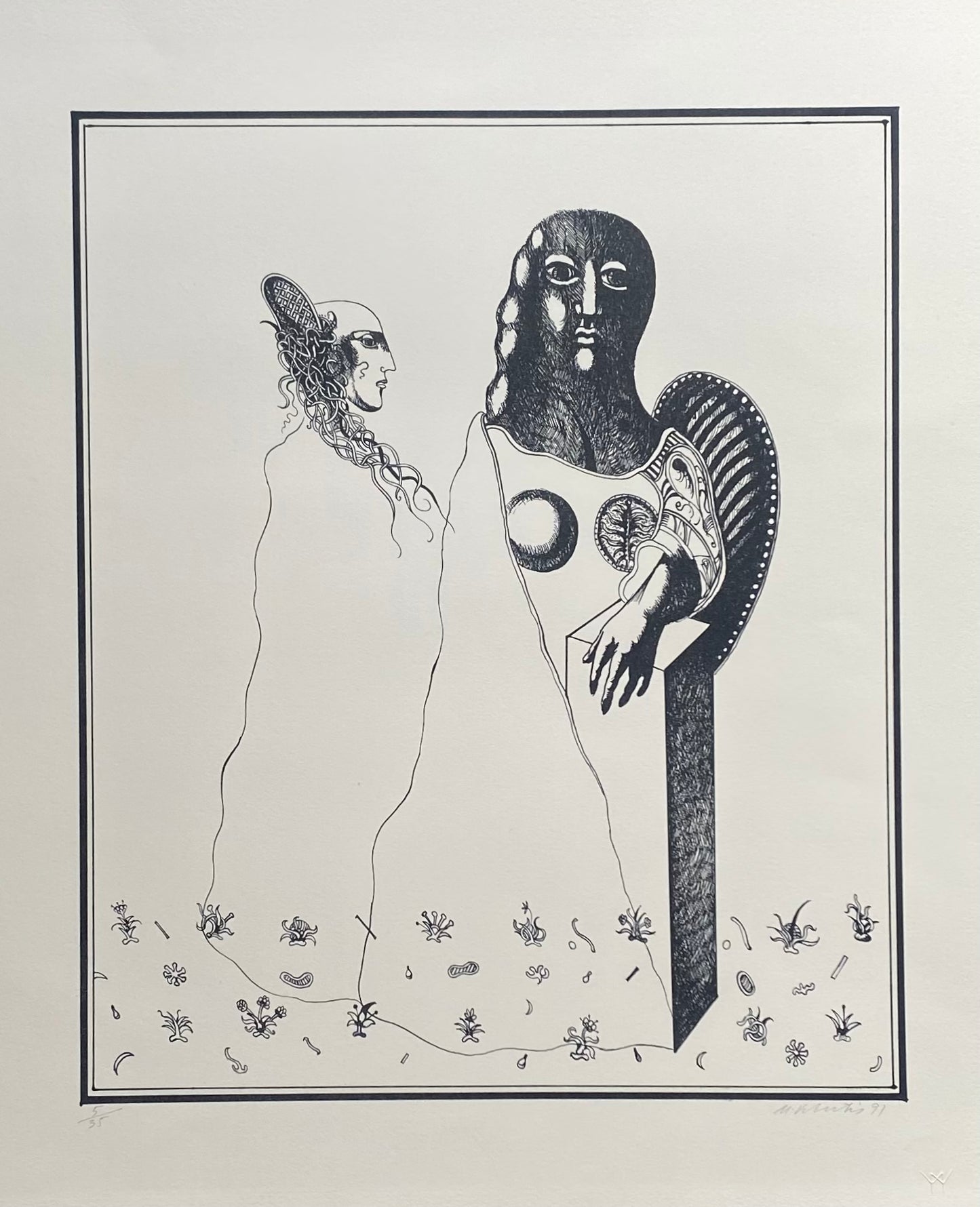 Mikalojus Povilas Vilutis | Two together, 1991 | Lithograph, Ed. 5/35, 41.5x34.5