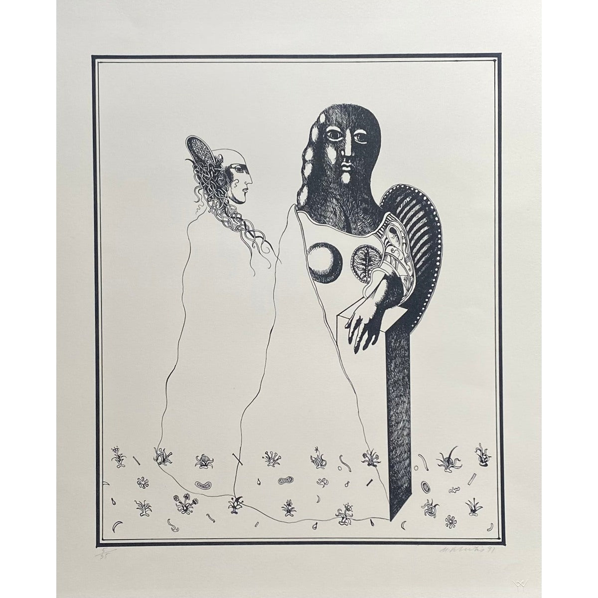Mikalojus Povilas Vilutis | Dviese, 1991 | Litografija, Ed. 5/35, 41.5x34.5