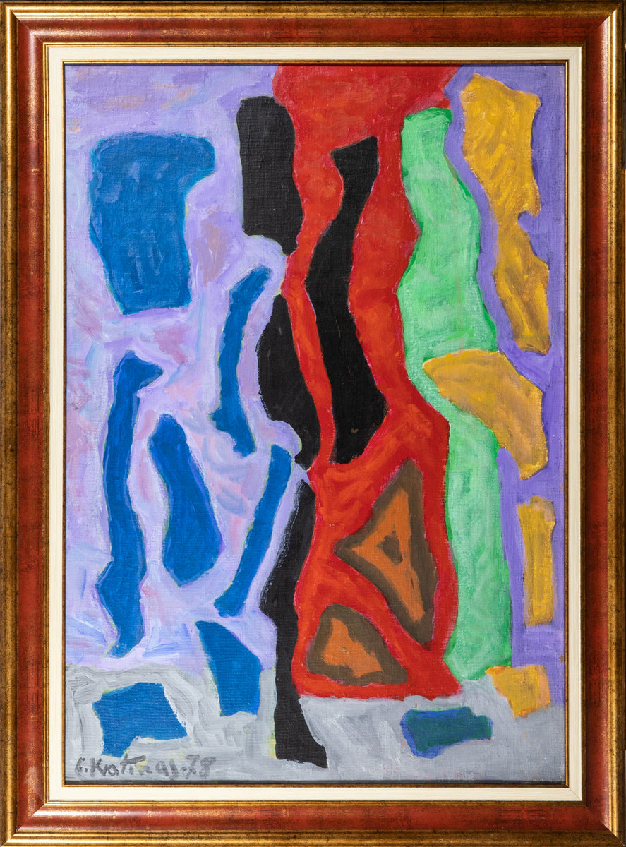 Leonas Katinas | Kompozicija, 1978 | Drobė ant kartono, akrilas, 70x50 (80.5x60.5)