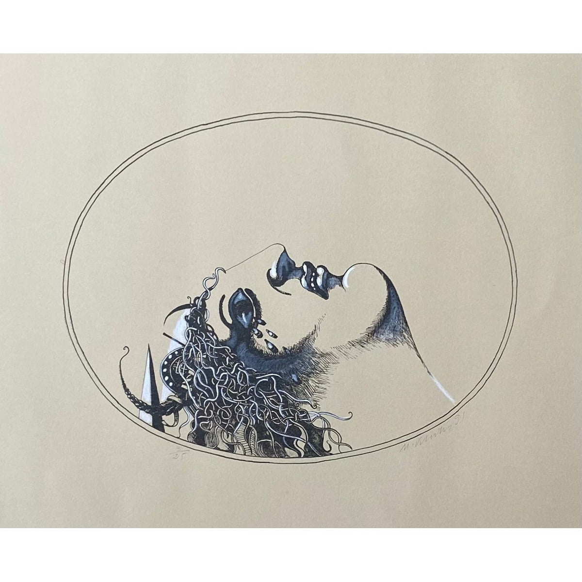 Mikalojus Povilas Vilutis | Sadness, 1991 | Lithograph, Ed. 3/25, 22x28