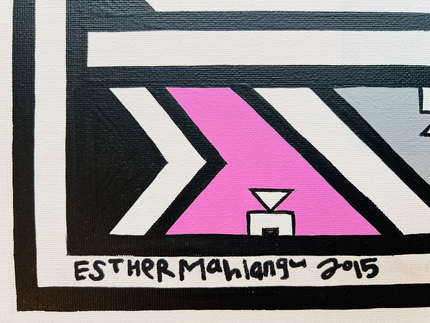 Esther Mahlangu (g. 1935, PAR) | Ndebele Pattern, 2015 | Akrilas, drobė, 40,5x50,5