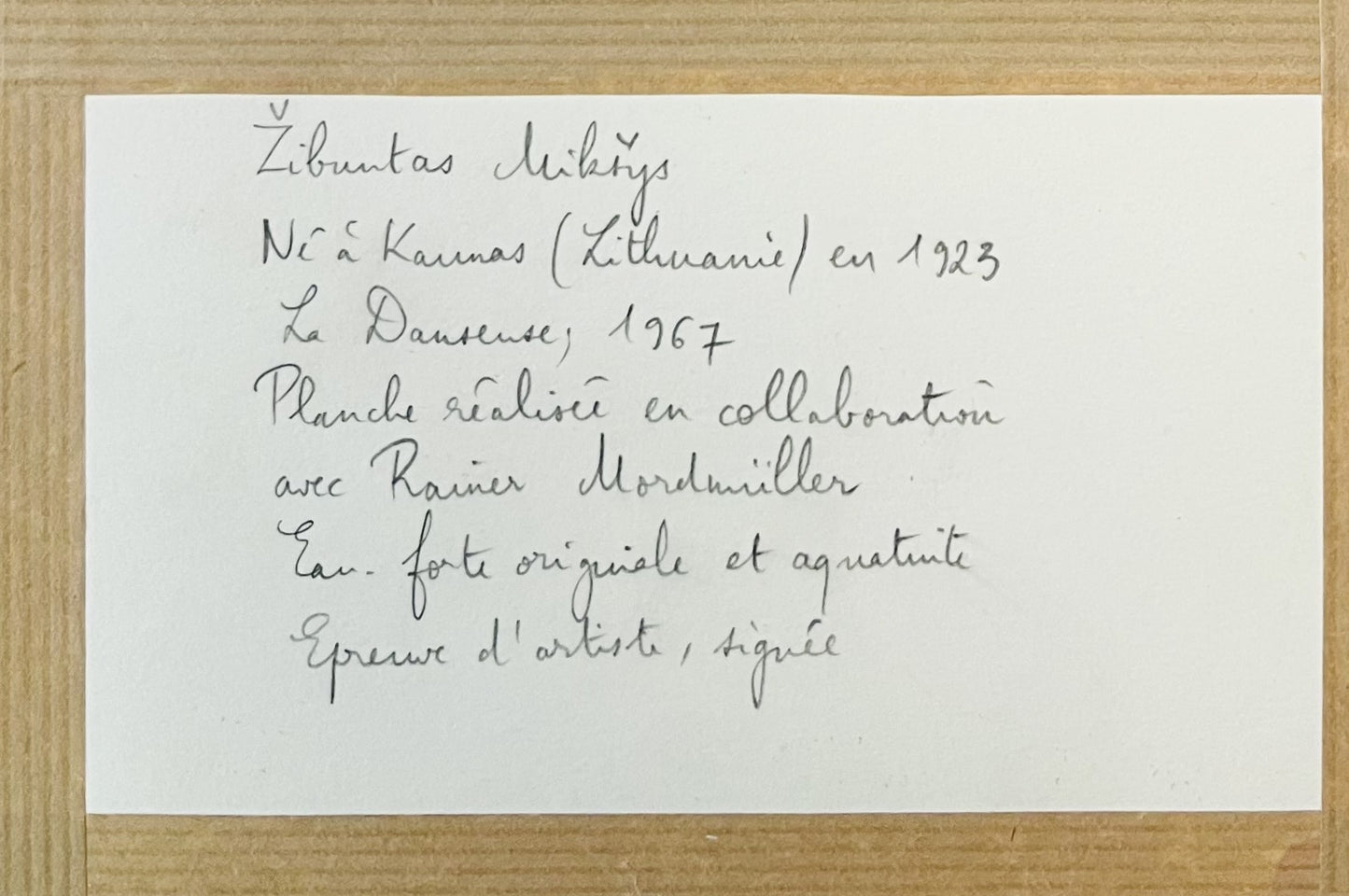 Žibuntas Mikšys | Le Danseuse / Šokėja, 1967 | Ofortas, akvatinta, pop., 18x9,5 (37,5x28,5)