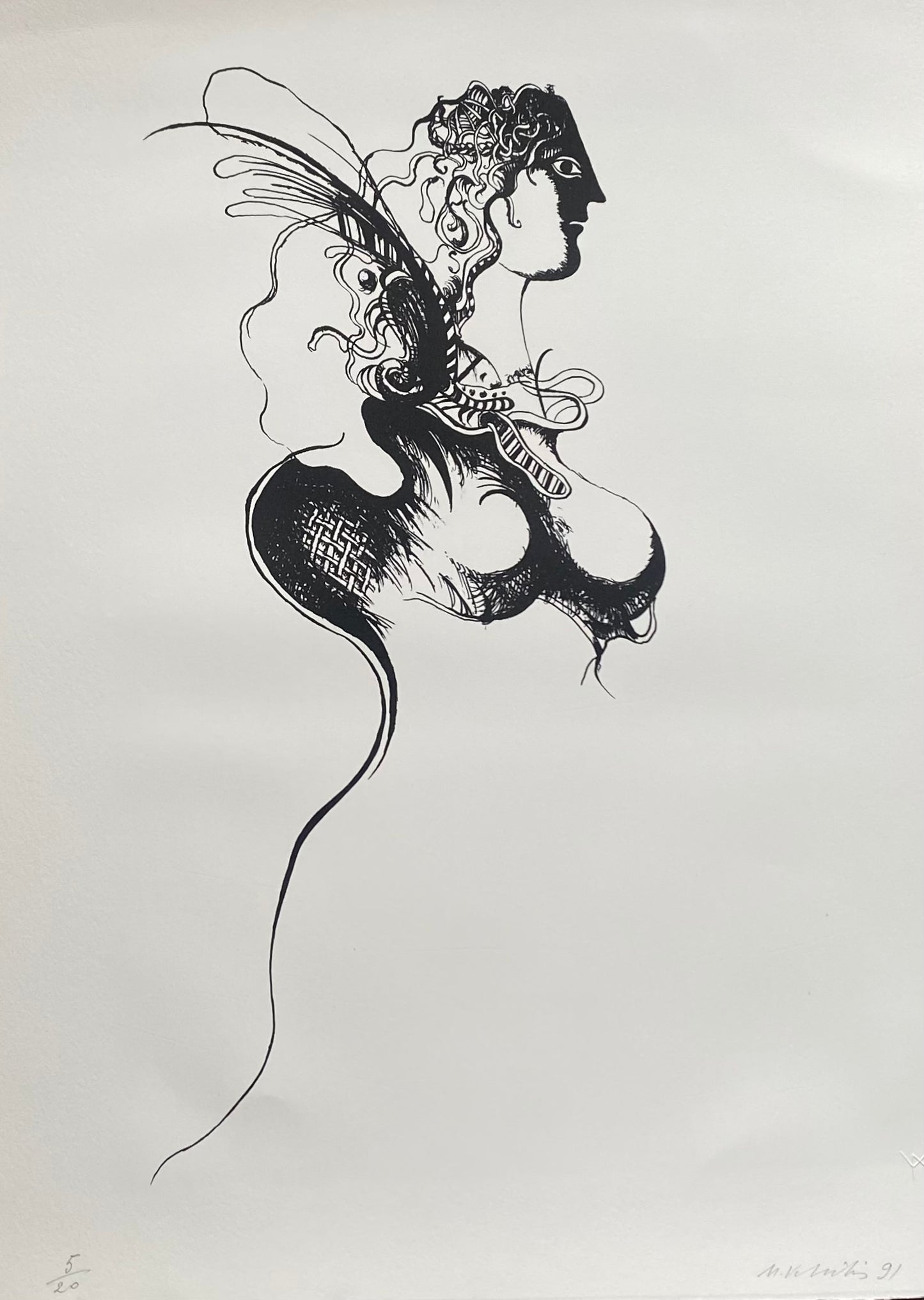 Mikalojus Povilas Vilutis | Muse, 1991 | Lithograph, Ed. 5/20, 38.5x19