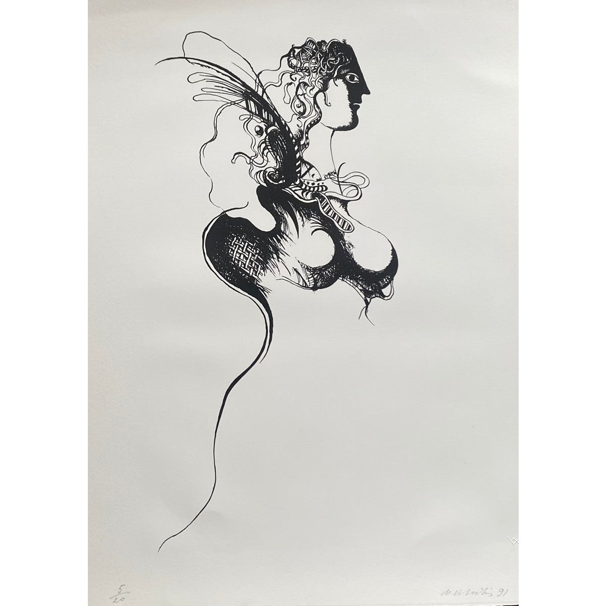 Mikalojus Povilas Vilutis | Muse, 1991 | Lithograph, Ed. 5/20, 38.5x19
