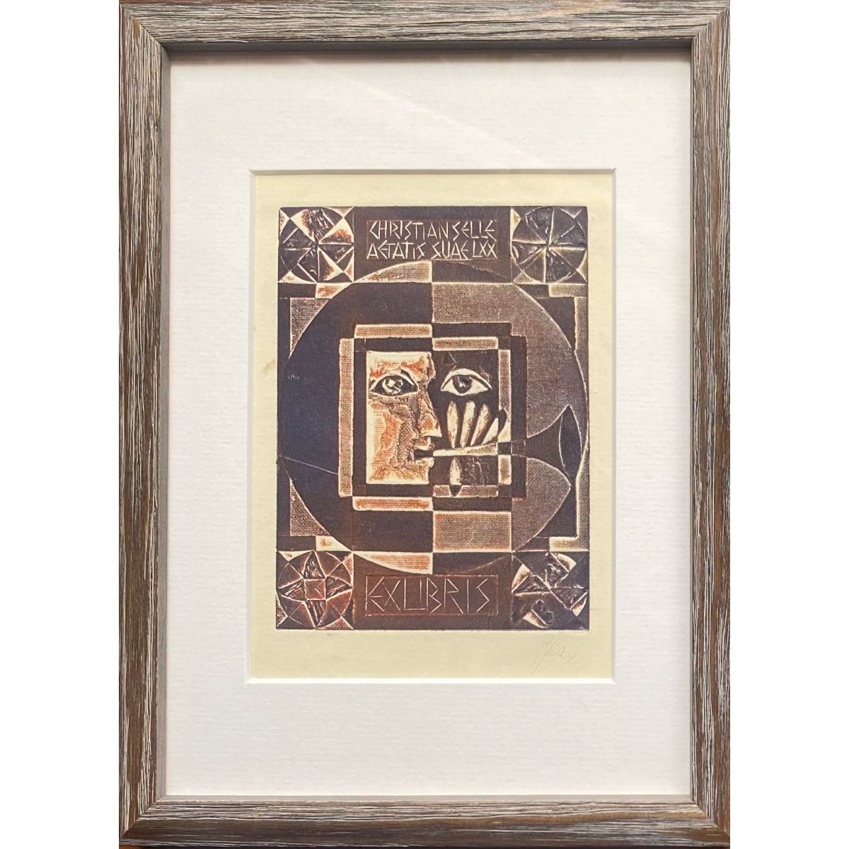 Antanas Kmieliauskas | Ex Libris Christian Selle, 1972 | Paper, author's technique (coloured textile lithograph), 11,8x8,7 (23x17)
