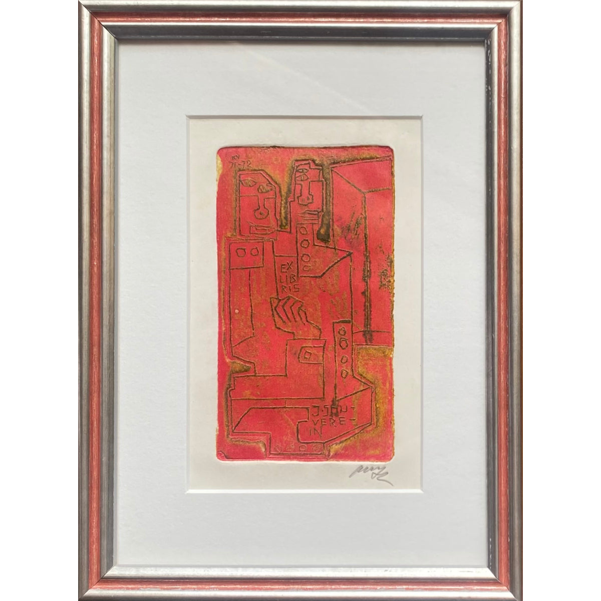 Vincas Kisarauskas | Ex Libris J. Souverein, 1972 | Etching, 12x7 (23x17)