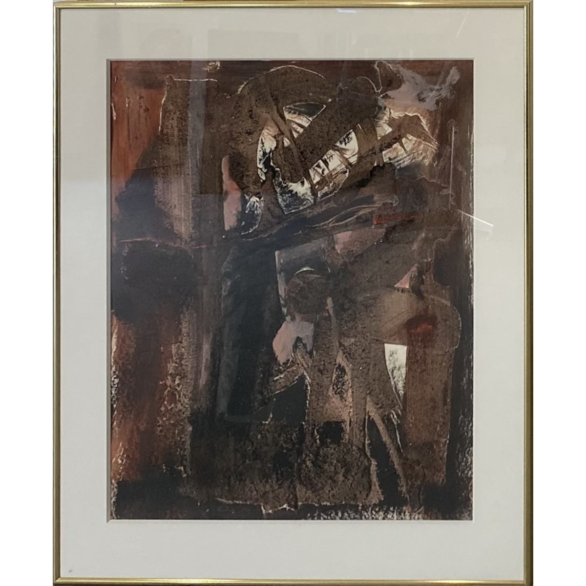 Pranas Lapė | Kompozicija su smėliu IV, 1985-1995 | Popierius, mišri technika, smėlis, 61x49 (76,5x63,5)
