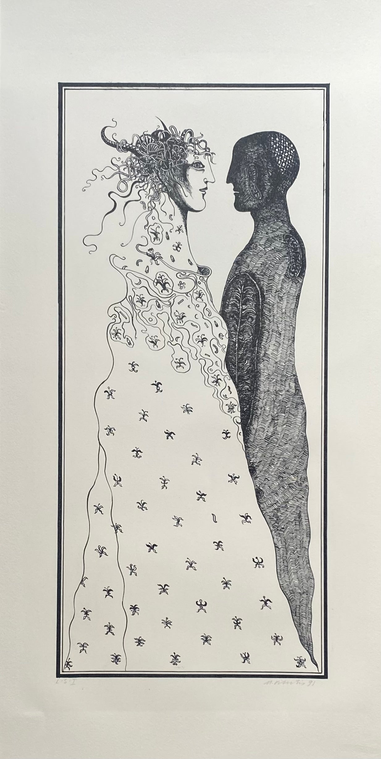 Mikalojus Povilas Vilutis | Couple, 1991 | Lithograph, Ed. 35, 52x24