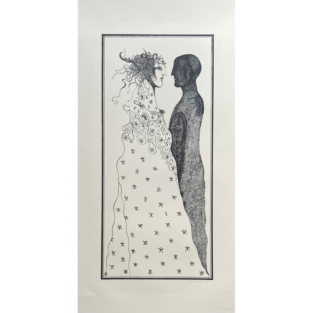 Mikalojus Povilas Vilutis | Couple, 1991 | Lithograph, Ed. 35, 52x24