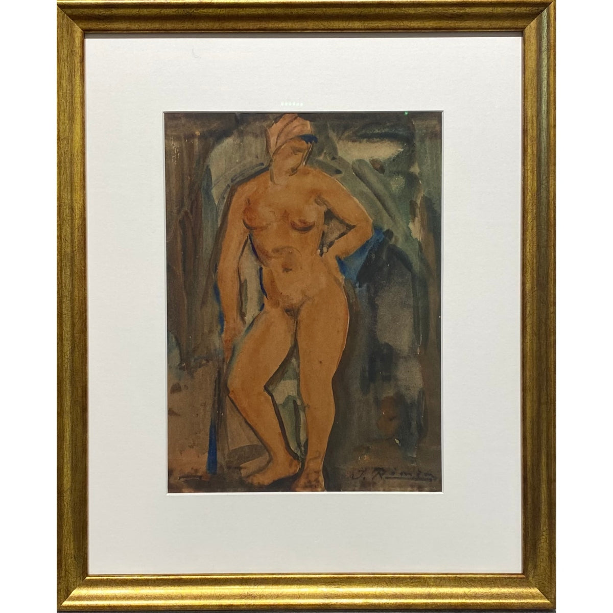 Jonas Rimša | Aktas | Akvarelė, popierius, 29x22 (45x37)