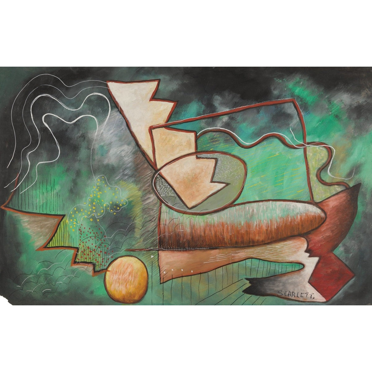Rolph Scarlett (Kanada) | Abstrakcija 1940 | Guašas ant popieriaus, 64,5x101