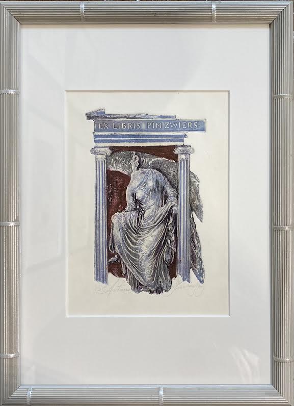 Antanas Kmieliauskas | Ex Libris Pim Zwiers, 1995 | Paper, author's technique (coloured textile lithograph), 15x10 (37,5x24)