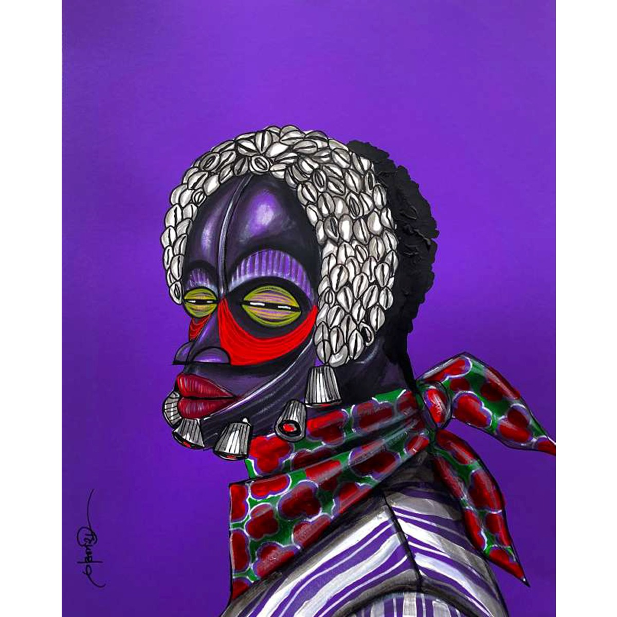 OBOU GBAIS (Ivory Coast) | Choco Dan 0002 / Auto Portrait, 2021 | Acrylic on paper, 70×50 cm
