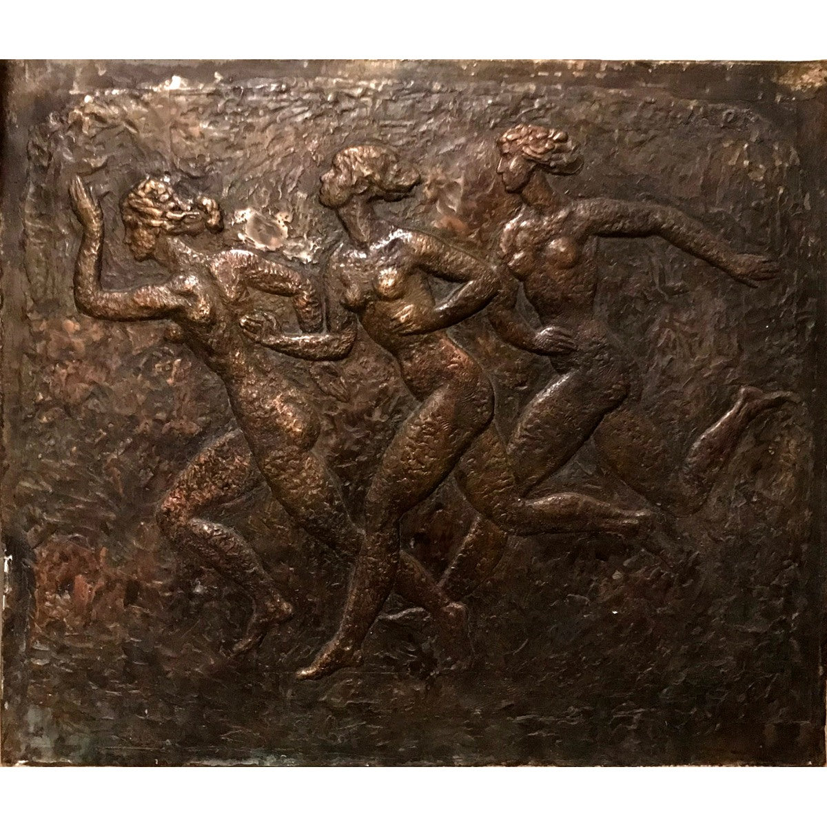 Juozas Kėdainis | Trys bėgančios | Bronza, reljefas, 71.5x86