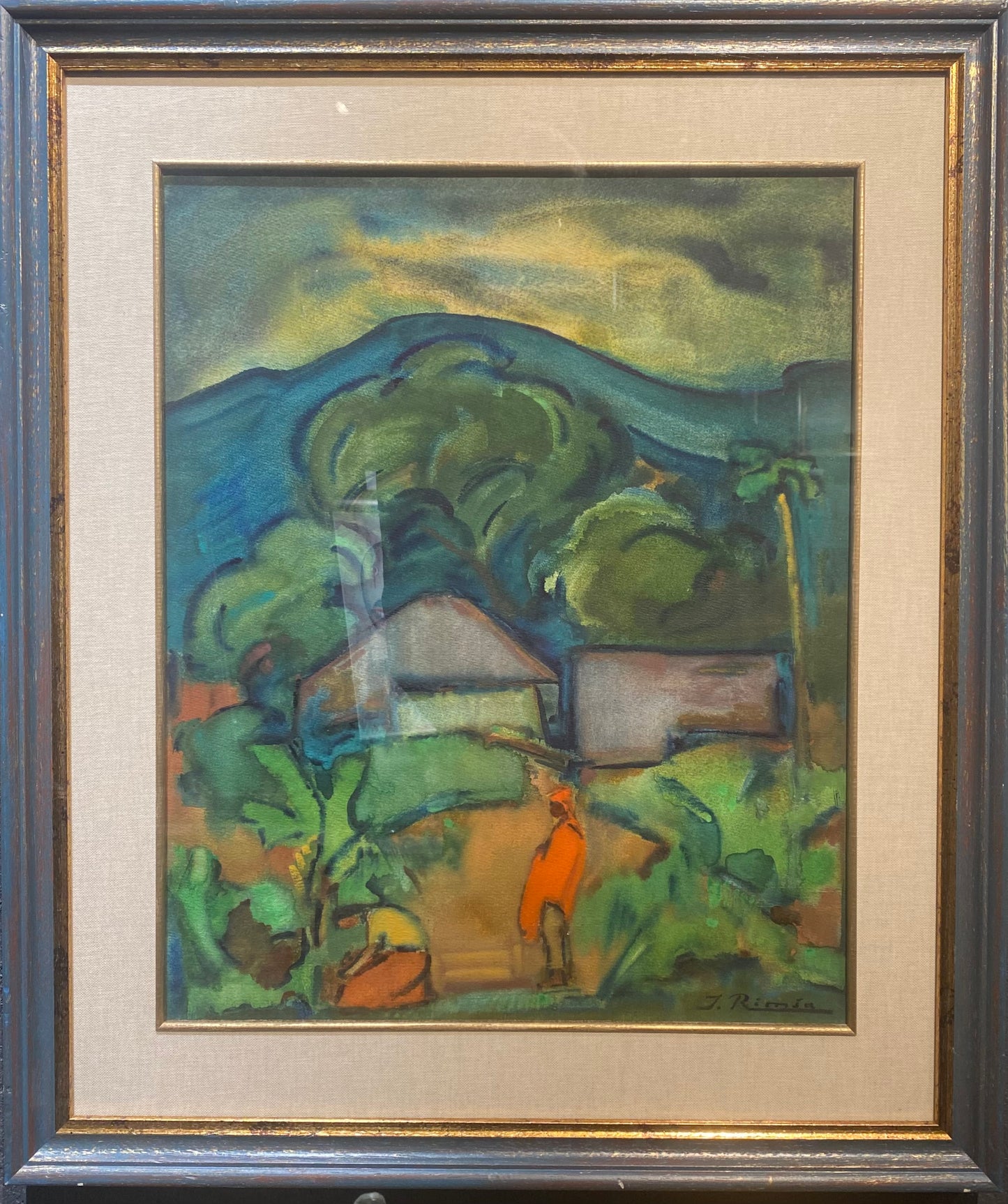 Jonas Rimša | Peizažas, ~1950-1960 | Akvarėlė, popierius, 50x40 (70x60)