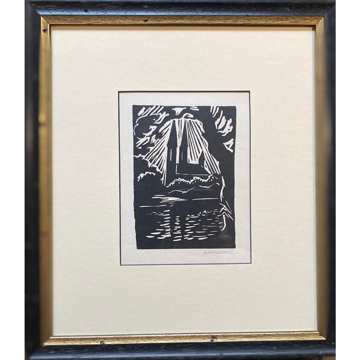 Aspazija Vaivadaitė Surgailienė | Bažnyčia I, 1958 | Linoraižinys, 11,5x8