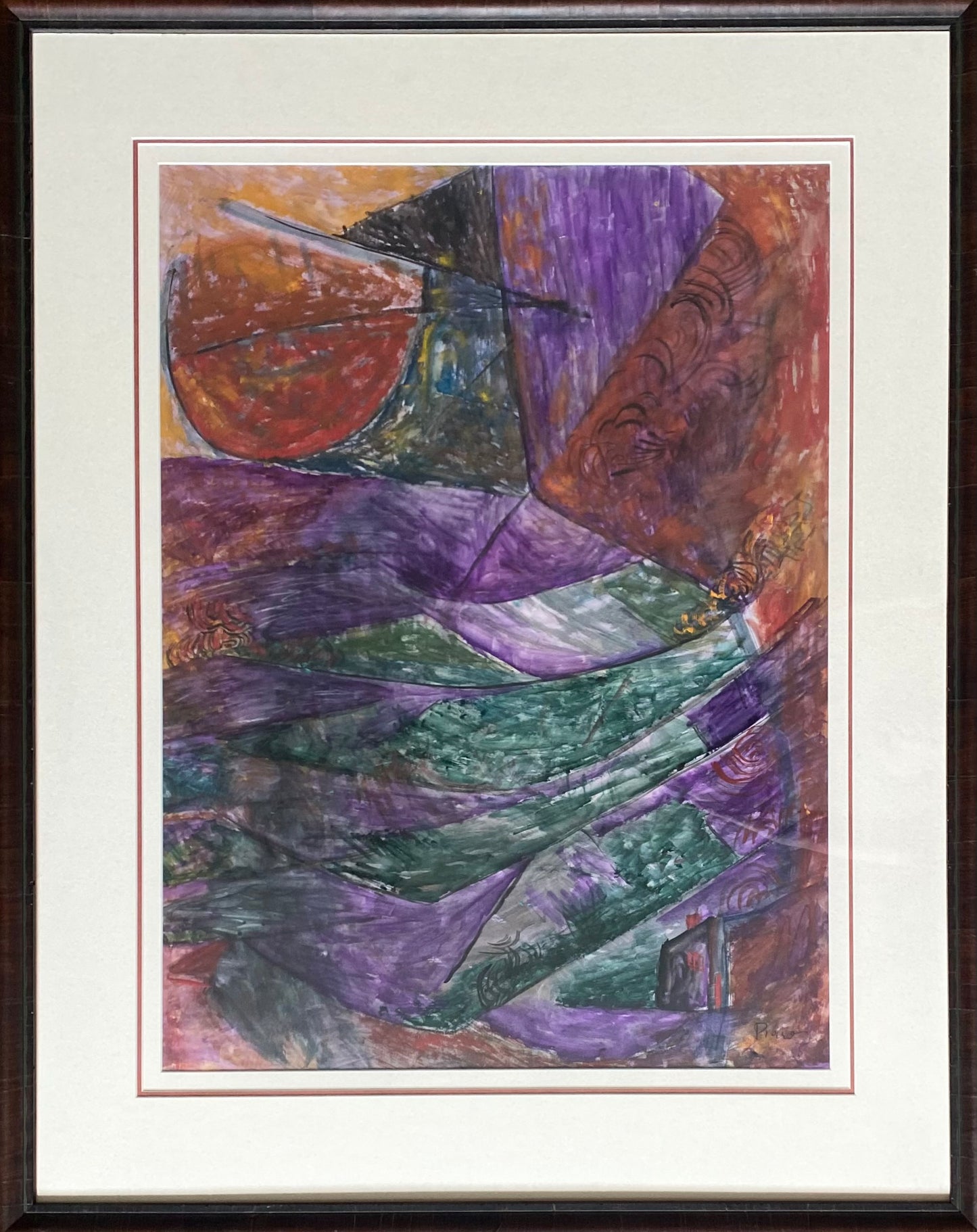 Pranas Gailius | Composition, 1954 | Oil, mix media, paper, 73x52 (97.5x77.5)