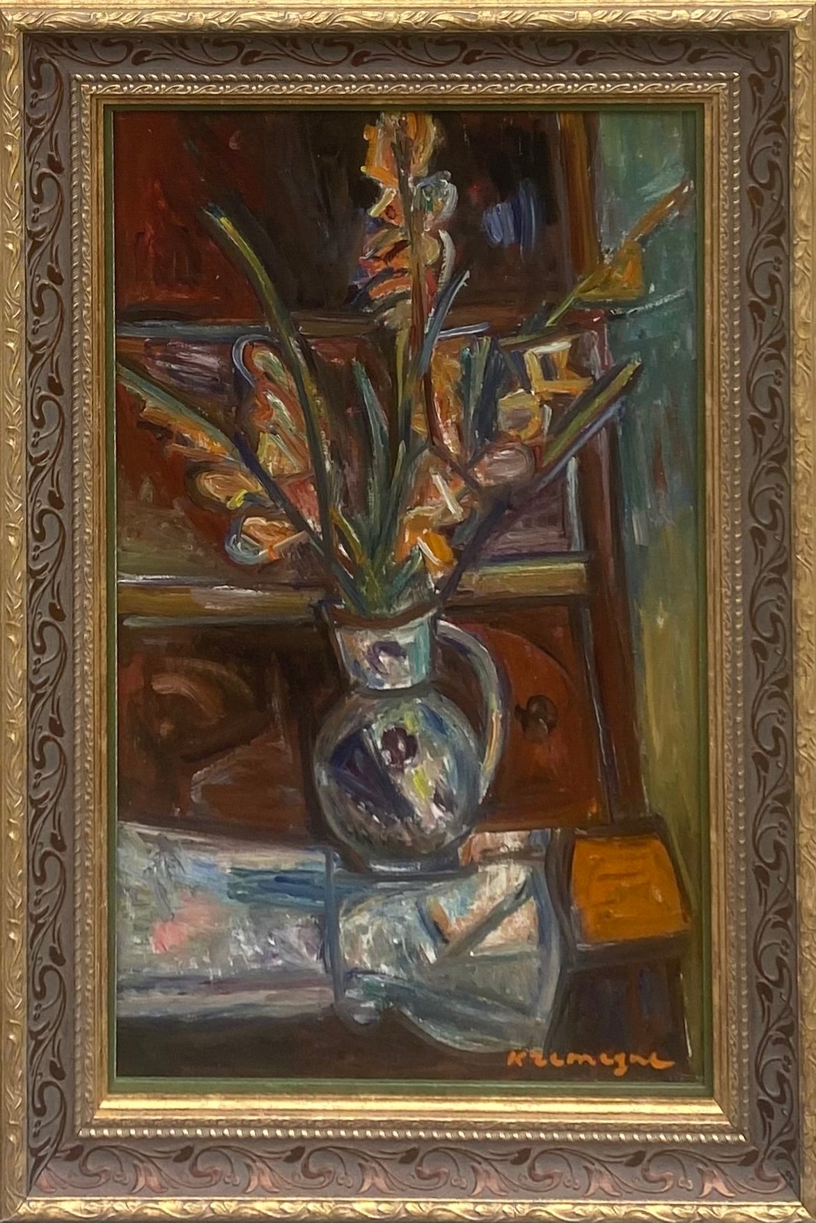 Pinchas Kremegne | Still life | Oil on canvas, 61x38 (73x50)