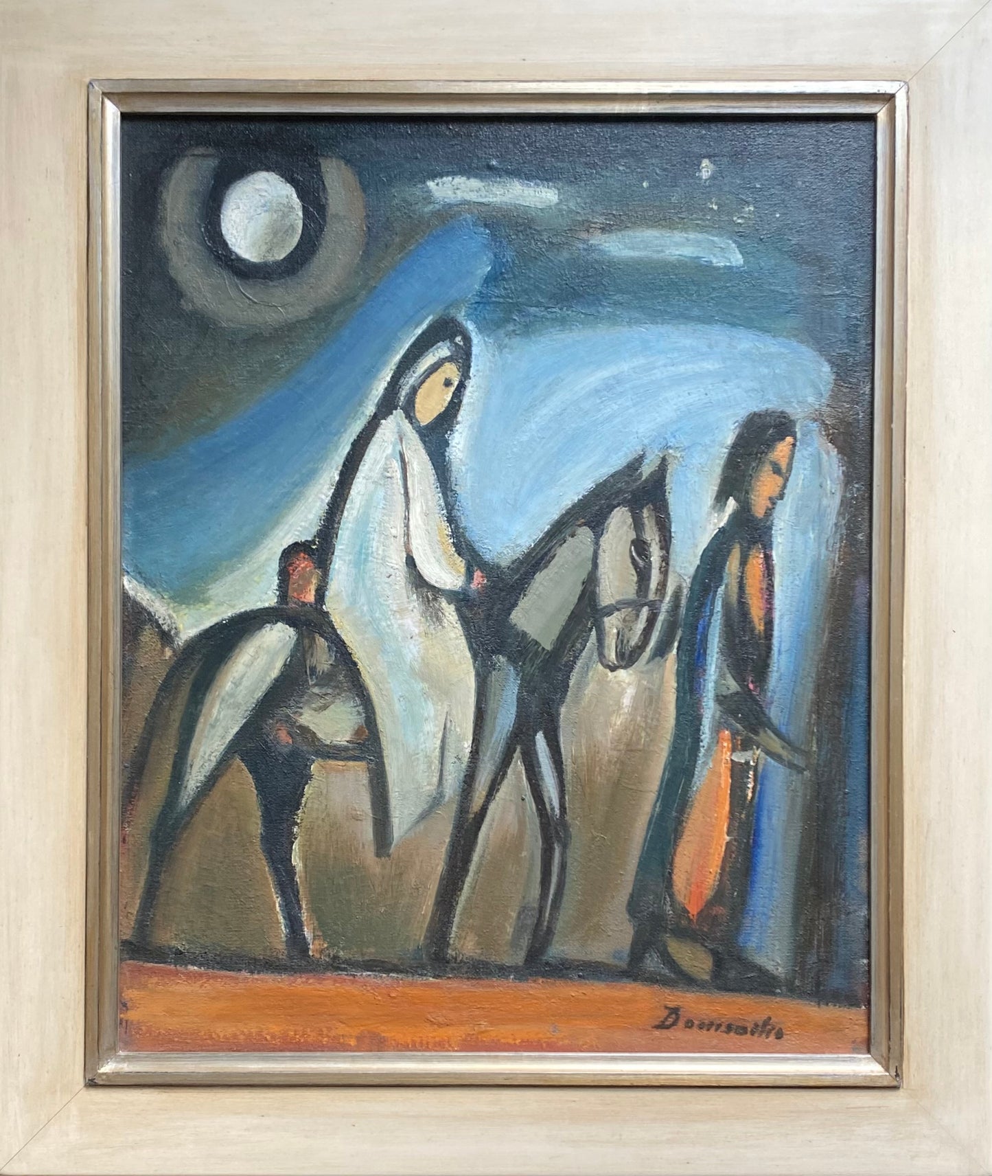 Pranas Domšaitis | The Flight to Egypt / Pabėgimas į Egiptą | Aliejus kartonas, 70x56 (88x74)