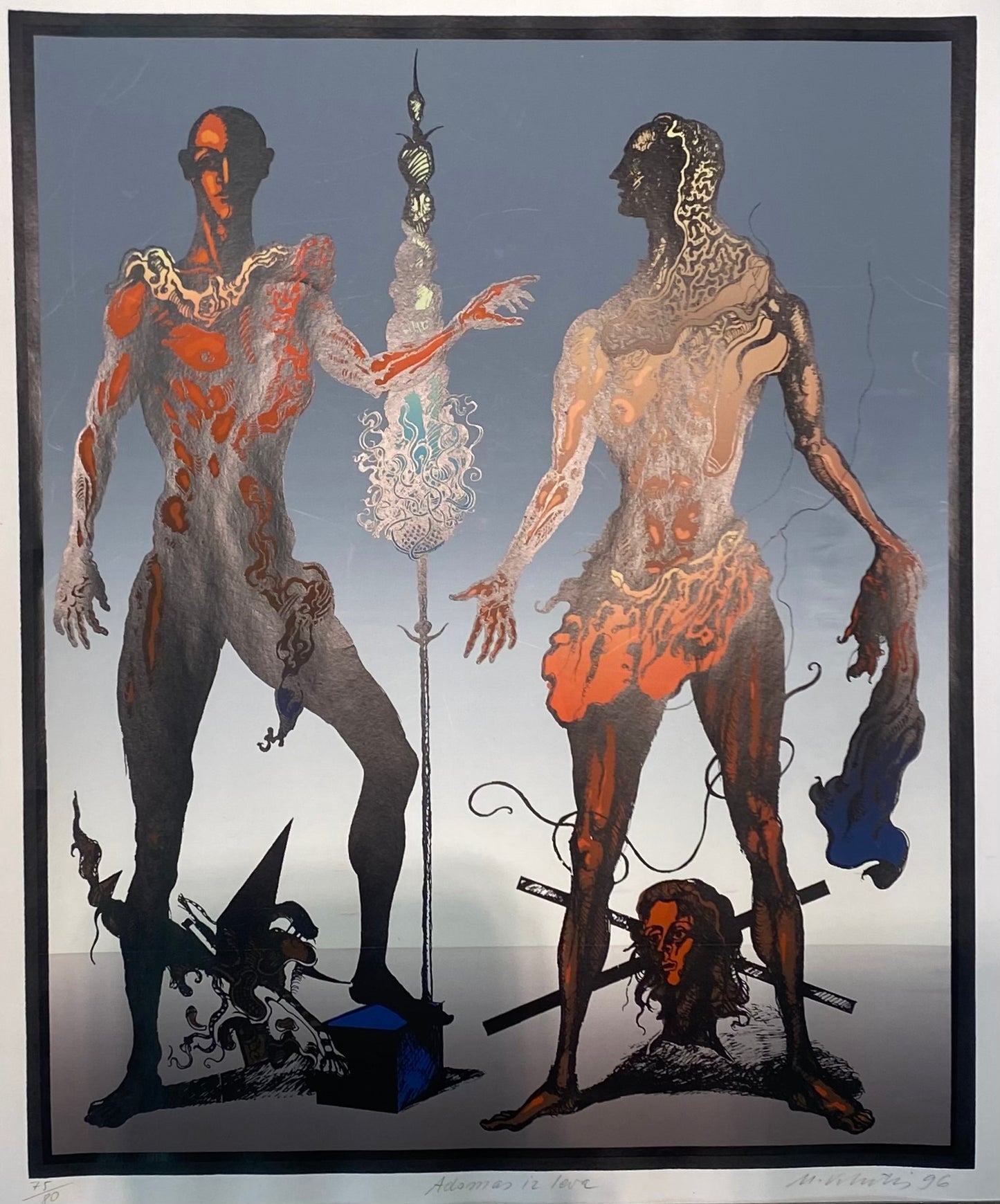 Mikalojus Povilas Vilutis | Adomas ir Ieva, 1996 | Šilkografija, 75/80, 40x33 (58x51)