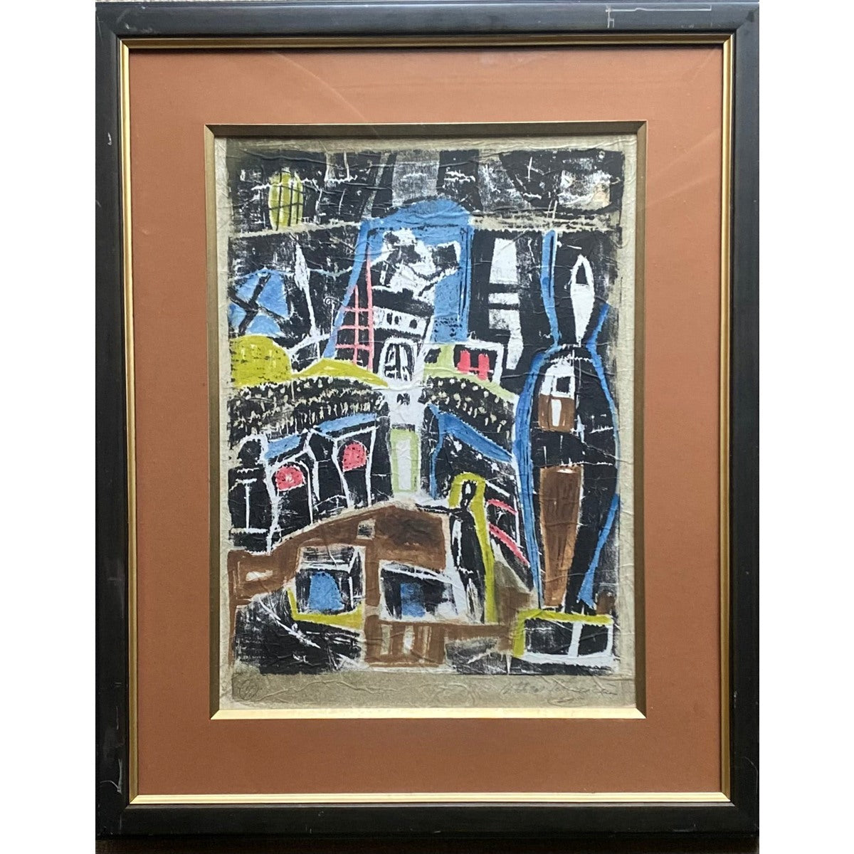 Viktoras Petravičius | Kompozicija, 1965 | Monotipija, mišri tech., pop., 51x38 (75x61)