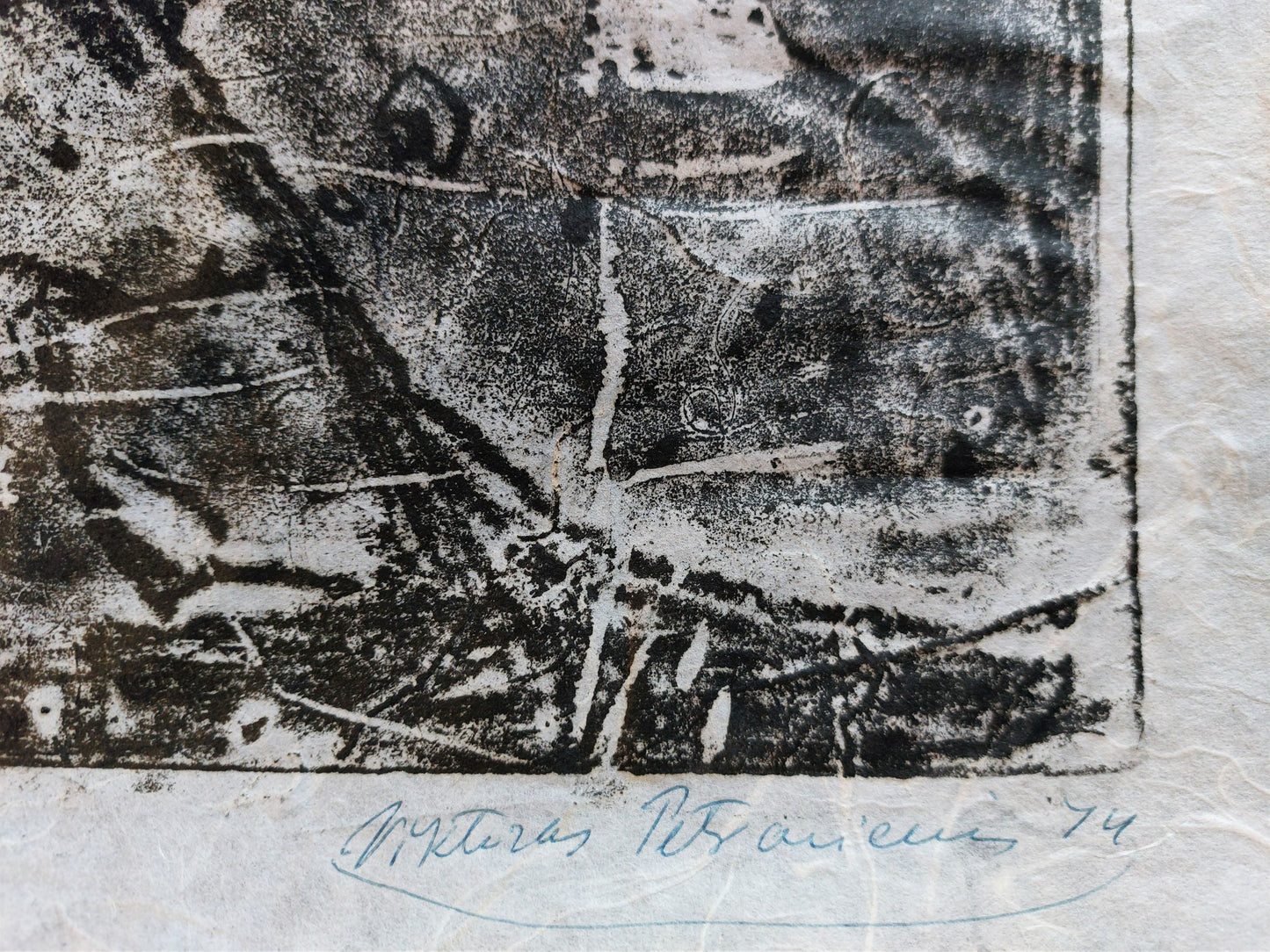 Viktoras Petravičius | Sužadėtiniai, 1974 | Monotipija, popierius, 137x57 (161x81)