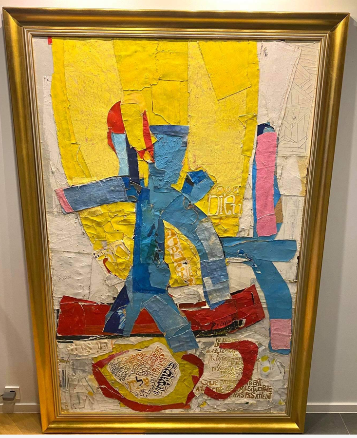 Pranas Gailius | Iš ciklo 91-oji Dovydo psalmė, 1991-2004 | Drobė, akrilas, koliažas, kongrevas, 195x125 (215x145)