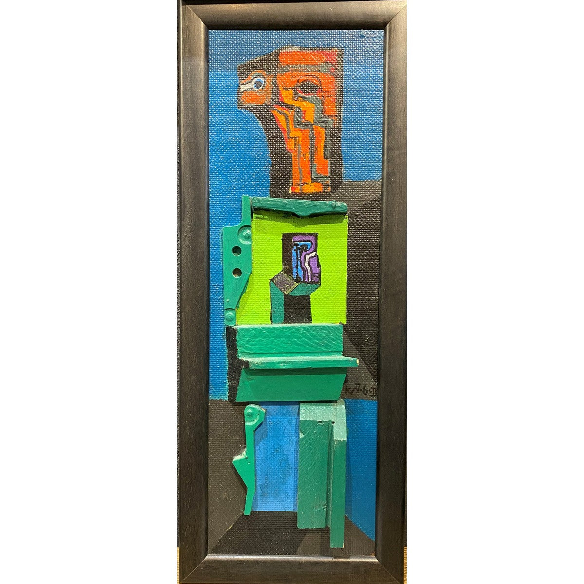 Vincas Kisarauskas | Penktadienį, laukiant šeštadienio, 1976 | Kartonas, mišri tech. koliažas, 40,5x14