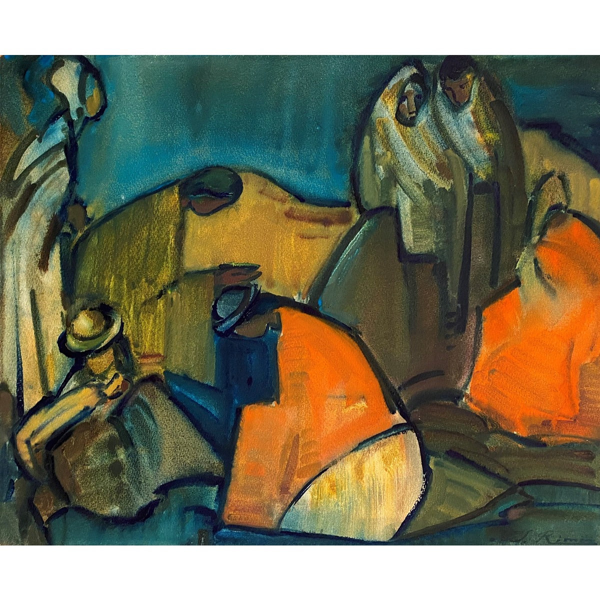 Jonas Rimša | Andų moterys | Akvarėlė, popierius, 40x50